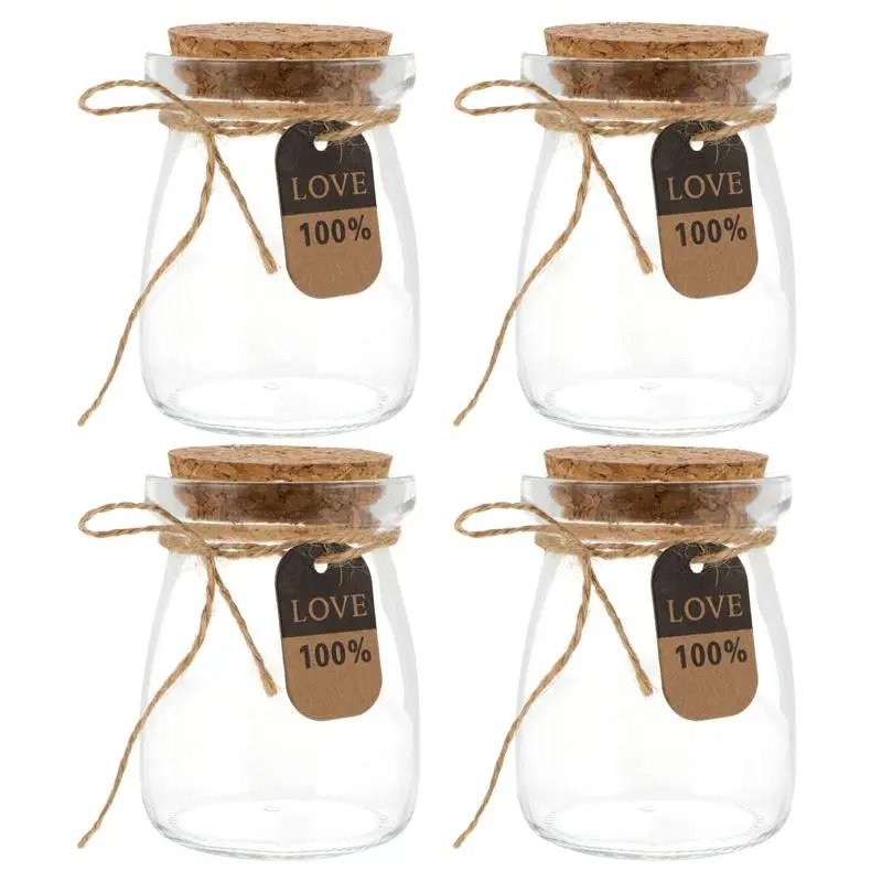 10pcs 100ML Heat Resistant Milk Glass Bottles With Wood Lid
