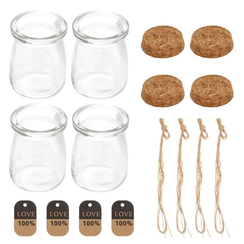 10pcs 100ML Heat Resistant Milk Glass Bottles With Wood Lid